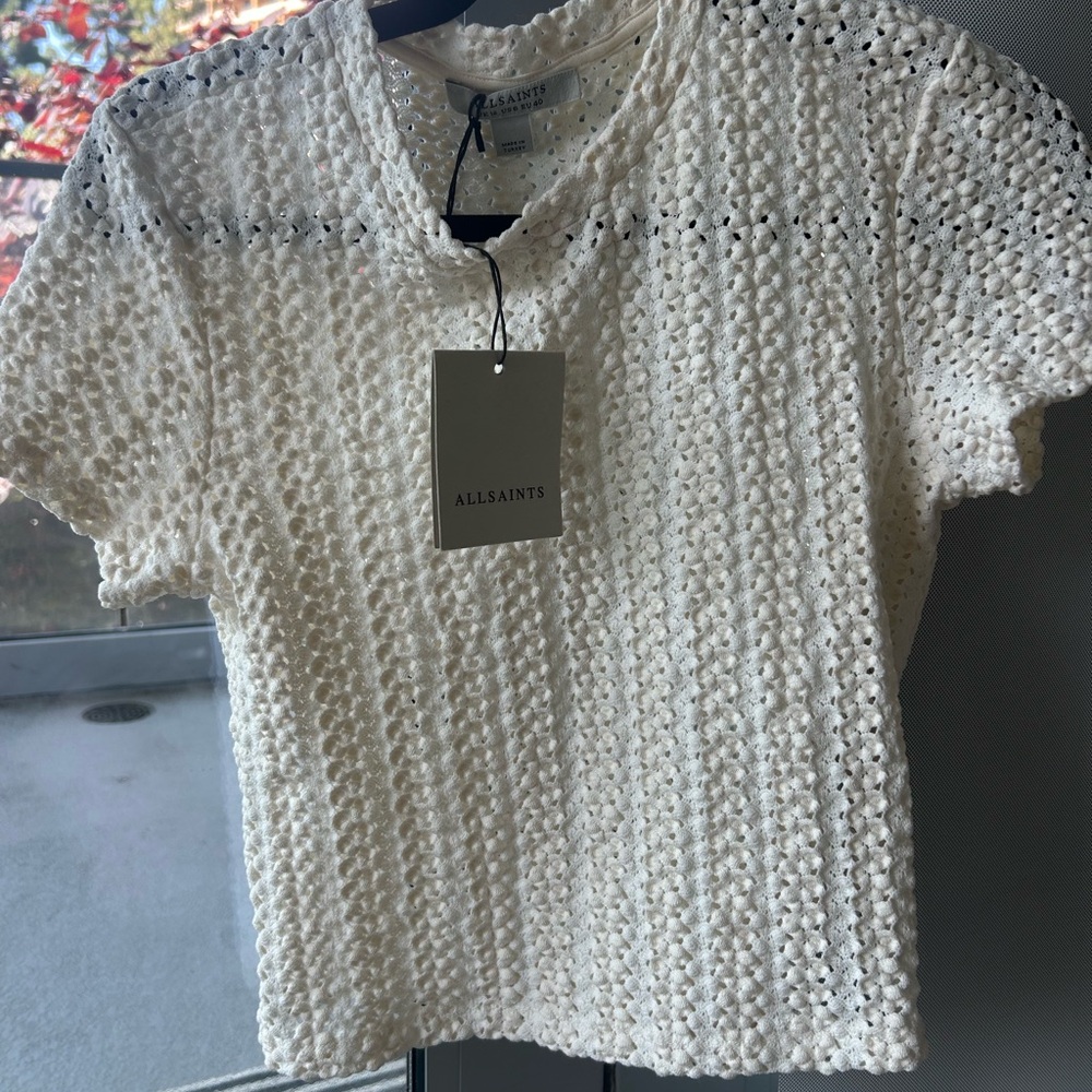 All Saints Ivory Crochet Blouse